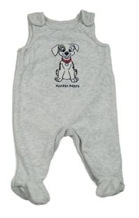 Světlešedé melírované žebrované sametové dupačky s dalmatinem Matalan