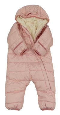 Růžová šusťáková zimní kombinéza s kapucí Pocopiano