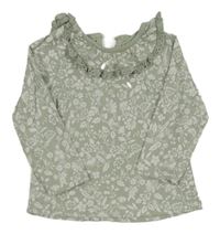 Světlezelené květované triko s límečkem George