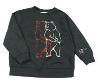 Antracitová melírovaná mikina s medvědy Zara