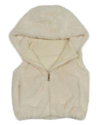 Krémová kožešinová podšitá vesta s kapucí Nutmeg