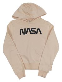 Světlerůžová mikina s nápisem a kapucí - NASA