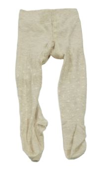 Béžové melírované puntíkaté punčocháče