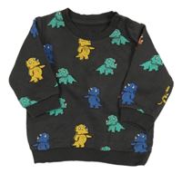 Antracitová mikina s dinosaury M&S