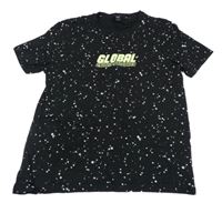 Černé skvrnité tričko s nápisem New Look