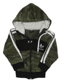 Army-černá propínací mikina s kapucí Adidas