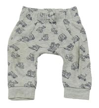 Šedé melírované tepláky se stavebními stroji Dopodopo