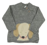 Šedý melírovaný svetr se psem Topomini