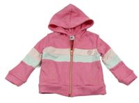 Tmavorůžovo-růžovo-mátová propínací mikina s kapucí Body Glove