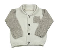 Smetanovo-hnědý propínací svetr s kapsou Lupilu