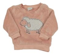 Růžová chlupatá mikina s ovcí