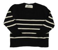 Černo-béžový pruhovaný žebrovaný svetr H&M