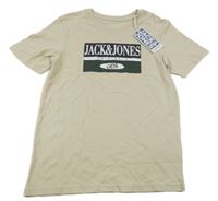 Nové - Béžové tričko s nápisem Jack & Jones
