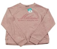 Nové - Starorůžová úpletová mikina s nápisem Matalan
