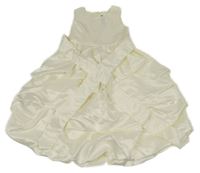 Smetanové slavnostní šaty s páskem