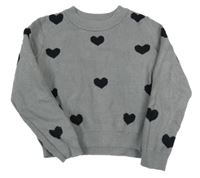 Šedý svetr se srdíčky Primark