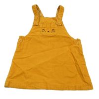 Hořčicové manšestrové podšité laclové šaty s čumákem C&A