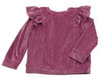 Starorůžová žebrovaná plyšová mikina s volánky Little Kids