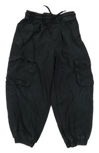 Černé plátěné cargo cuff kalhoty Matalan