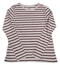 Světlerůžovo-vínové pruhované triko H&M