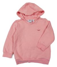 Růžová mikina s logem a kapucí Adidas