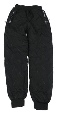 Černé vzorované šusťákové zateplené cuff kalhoty