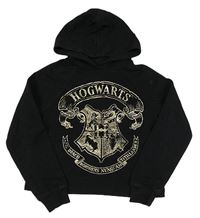 Černá crop mikina s potiskem a kapucí - Harry Potter