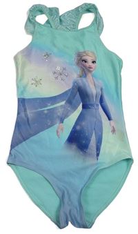 Mintovo-modré jednodílné plavky s Elsou H&M