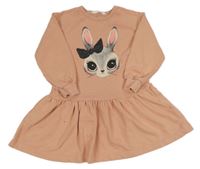Broskvové teplákové šaty s králíkem H&M