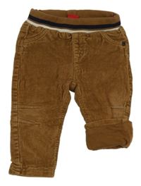 Hnědé podšité manšestráky s úpletovým pasem S. Oliver