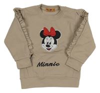Světlehnědá lehká mikina s Minnie a volánky 