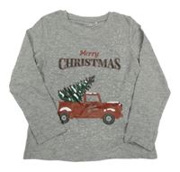 Šedé melírované triko s autem a nápisem Name it