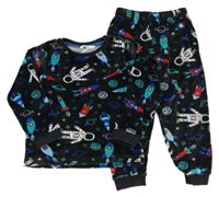 Černé plyšové pyžamo s vesmírem M&S