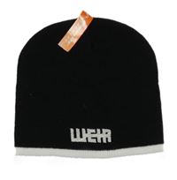 Nové - Černá pletená čepice s bílým pruhem a nápisem RESOLUT