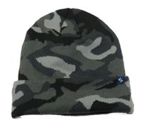 Šedo-khaki-černá army pletená čepice 