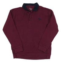 Vínové žebrované polo triko Primark