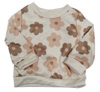 Smetanovo-růžovo-hnědá květovaná mikina shein