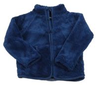 Tmavomodrá chlupatá propínací mikina Ergee