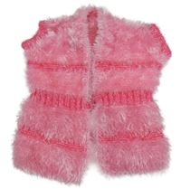 Růžová chlupatá/svetrová vesta 
