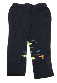Tmavomodré tepláky s barevnými dinosaury 