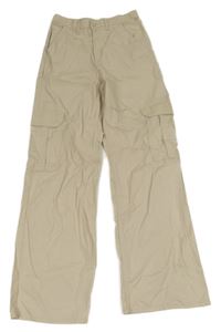 Světlebéžové plátěné kalhoty s kapsami H&M