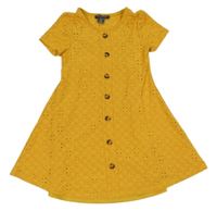 Okrové vzorované šaty s knoflíky Primark