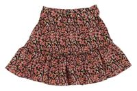 Růžovo-černá květovaná lehká sukně Primark