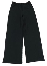 Černé široké mačkané kalhoty H&M