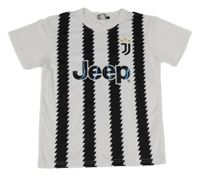 Bílo-černý pruhovaný fotbalový dres s nápisem - Juventus Turín