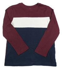 Tmavomodro-bílo-vínové triko Primark