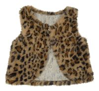 Hnědo-černá leopardí chlupatá vesta 