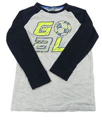 Světlešedo-tmavomodré triko s fotbalovým míčem