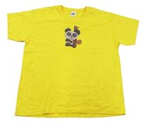 Hořčicové tričko s pandou Fruit of the Loom
