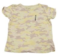 Krémovo-žluto-pudrové army tričko s nápisem Primark